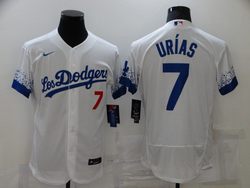 Men Los Angeles Dodgers #7 Urias White City Edition Elite Nike 2021 MLB Jersey